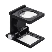 

10X Foldable 2 LED Light Magnifier Magnifying Glass Lens Scale Pointer Loupe