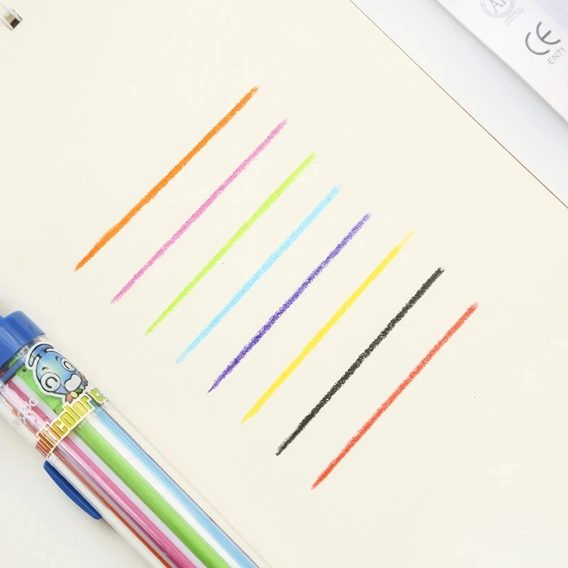 1Pc 8 In 1 Multicolor Crayons Creative Push Style DIY Replaceable Oil Pastel Colored Pencil For Kids Graffiti Painting Tools oil pastels colored crayons color pencils children painting supplies