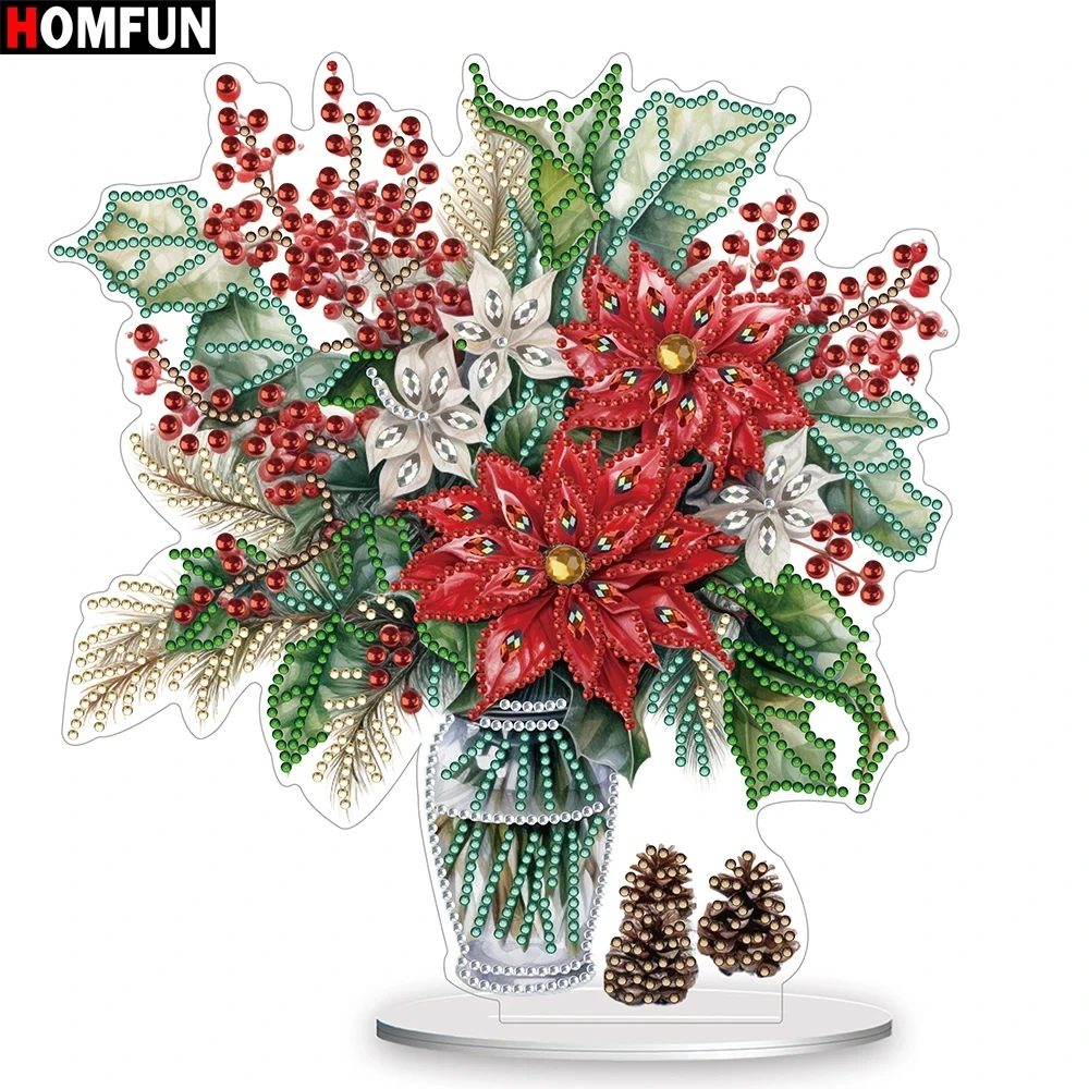 

Алмазная живопись HOMFUN 5D «сделай сам», настольное украшение особой формы с бусинами, с вышивкой в виде цветка из страз, семейный настольный декор, подарок