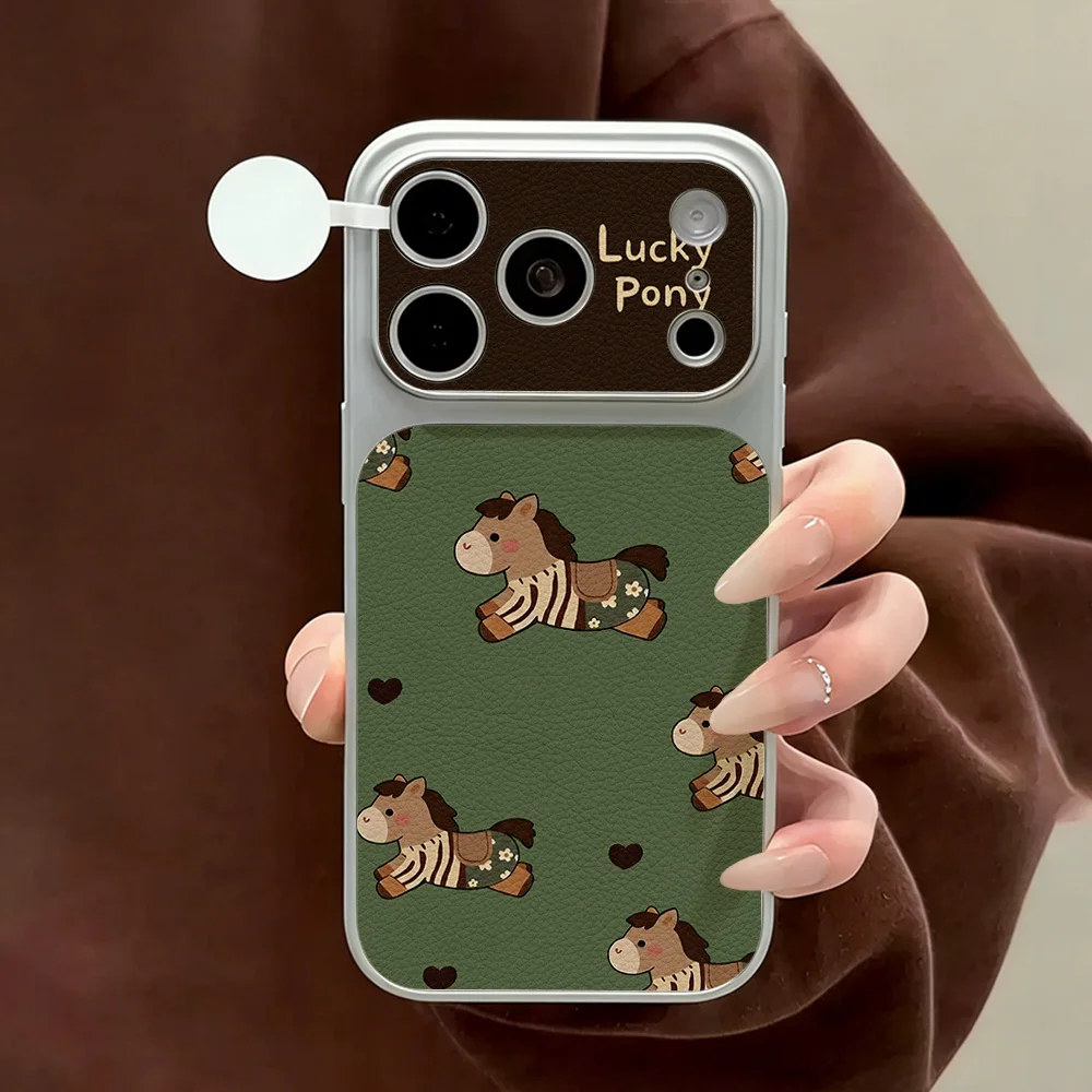 Adorable Kawaii Kitty Leather Phone Case - Cute Cartoon Cat Design, Protective Cover