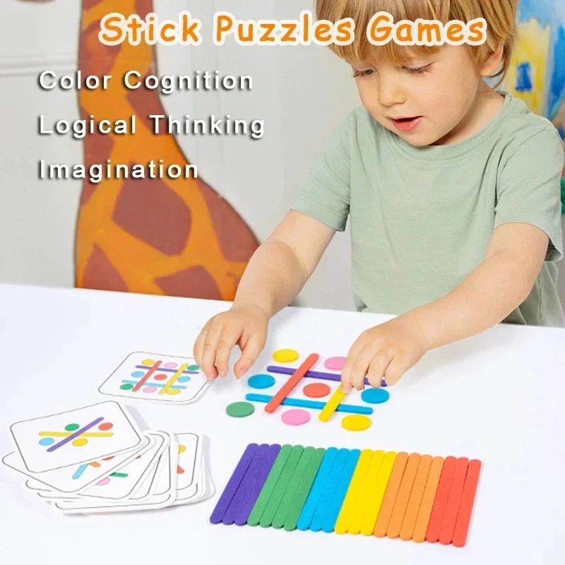 Montessori Rainbow Sticks Early Education Children's Puzzle Matching Counting Sticks Math Teaching AIDS Wooden Toys 3