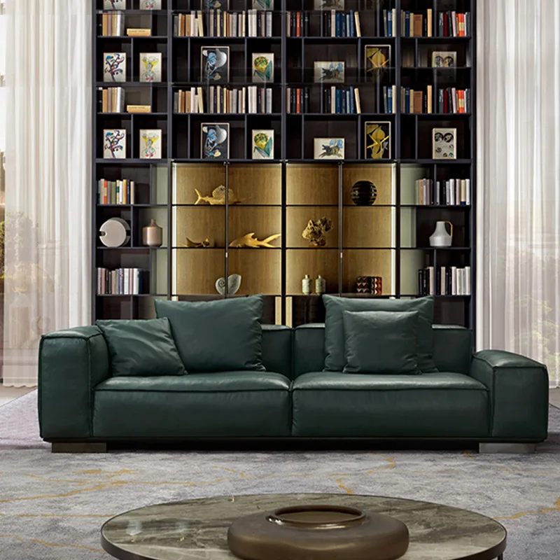 

Minimalist style, leather down sofa in the first floor, living room, modern L-shaped corner imperial concubine combination