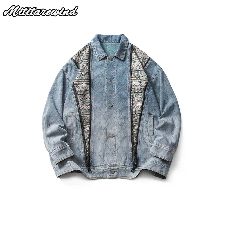 

Spring Retro Wash Denim Couple Jackets Vintage Simple Design Spliced Sleeve Men's And Women's Coats Hip Hop Casual High Street