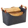 45 X 32 X 40 Cm 57 L Firewood Box Felt Basket with Wooden Handles Large Capacity Foldable Wood Basket for Fireplace & Wood Stove 2