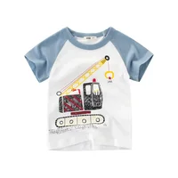 2-10Y Cartoon Print Baby Boys T Shirt for Summer Infant Boy Excavator T-Shirts Short Sleeves Kids Clothes Toddler Cotton Tops 2