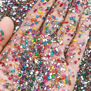 1000pcs Super Shiny Mini Resin Nail Art Flat Bottomed Diamond - Irregular Shape DIY Nail Charms Nail Gems Nail Supplies Accessor 1