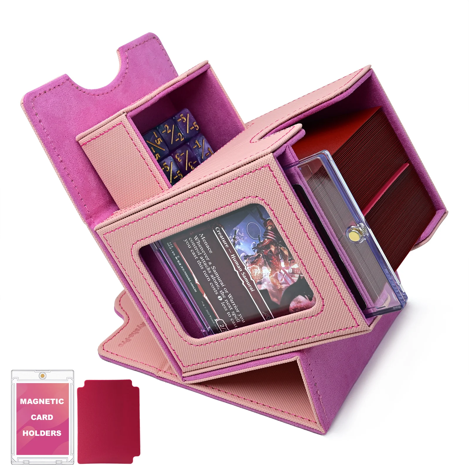 Ryshepro Commander Deck Box mit Sichtfenster für MTG, passend für über 100 doppelt gesleevte Karten, magnetische Kartenaufbewahrungsbox für TCG PTCG – Detail 7