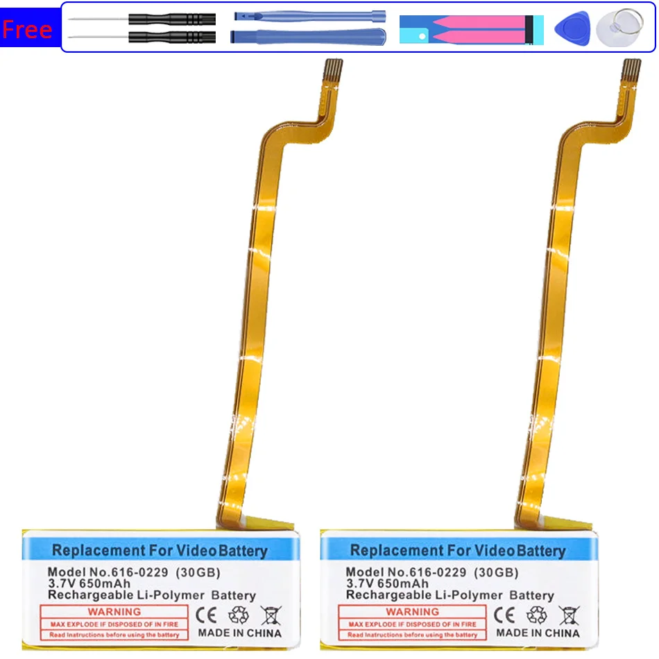 Batteria Mp3 616-0229 650Mah Per Apple Ipod Classic Gen 6Th 7Th 80Gb 120Gb Sottile 160Gb Per Ipod 5/5.5 Pod5/5.5 Gen 30 Gb