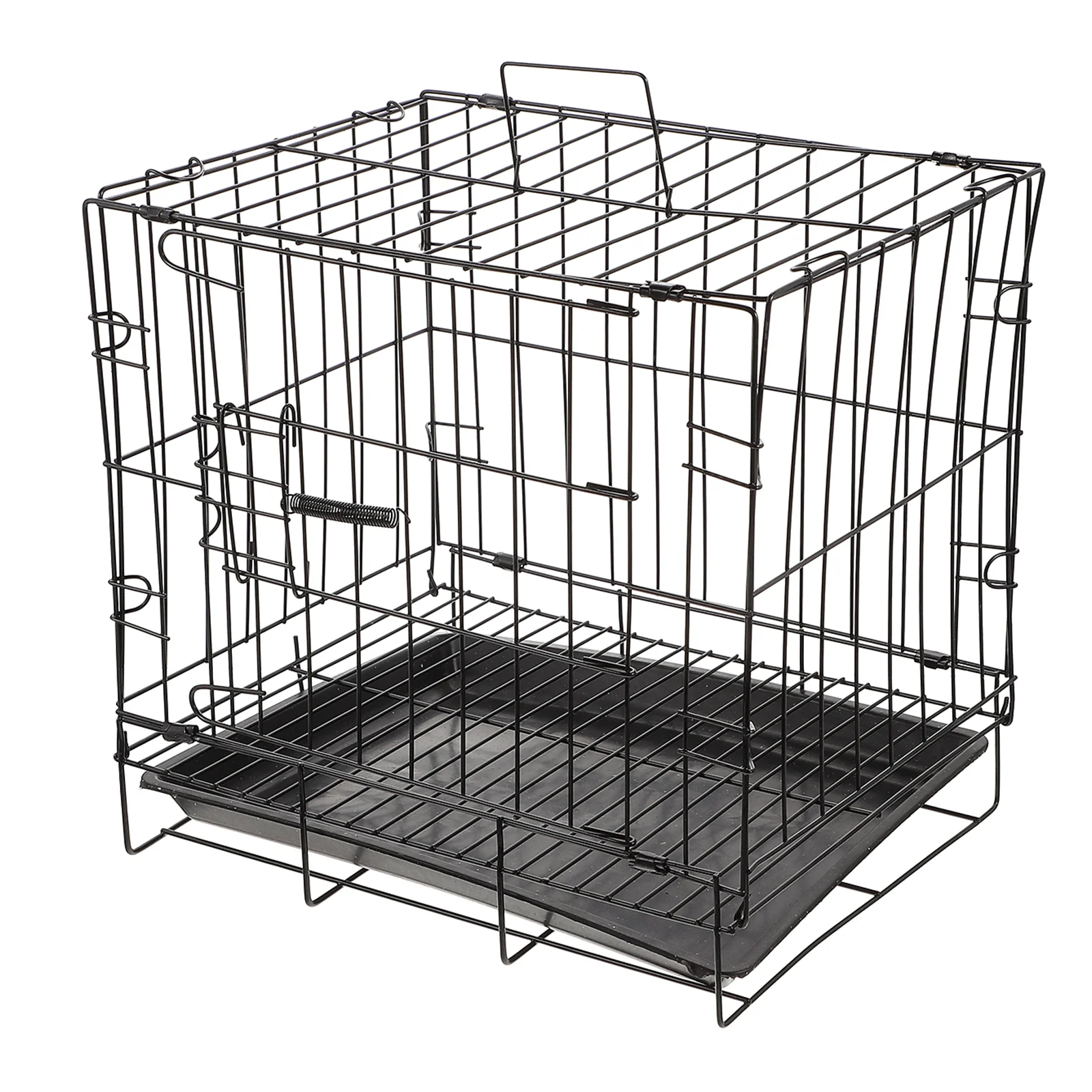 FoldingDogCageIronWireCrateMetalPetCatPortableEnclosureBox