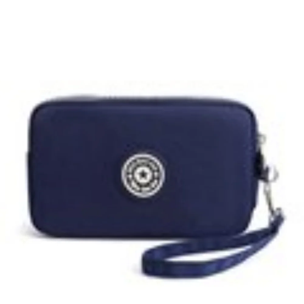 Solid Color Coin Purse Women Handbag Small Wallet Wrinkle Fabric Phone Purse Three Zippers Portable Make Up Bag coin purse