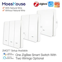 MoesHouse Tuya ZigBee Smart Light Switch No Neutral Wire No Capacitor Needed Smart Life 2/3 Way Works with Alexa Google Home