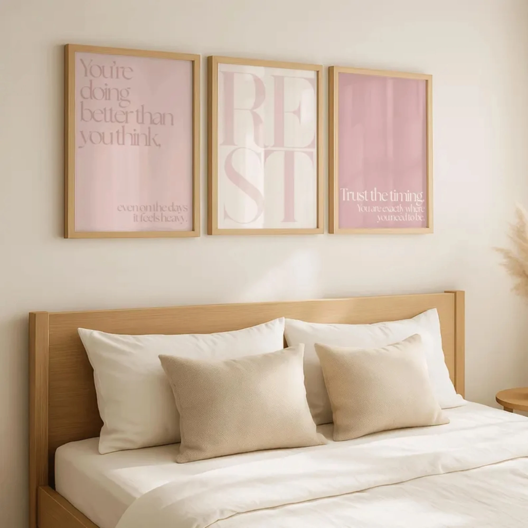Pink Rest Quote Minimalist Wall Art Canvas Print