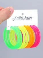4Pairs/Set Neon Color Acrylic Hoop Earrings Set for Women Rock Punk Fluorescent Large Round Hoops Earring Party Jewelry Gifts 1