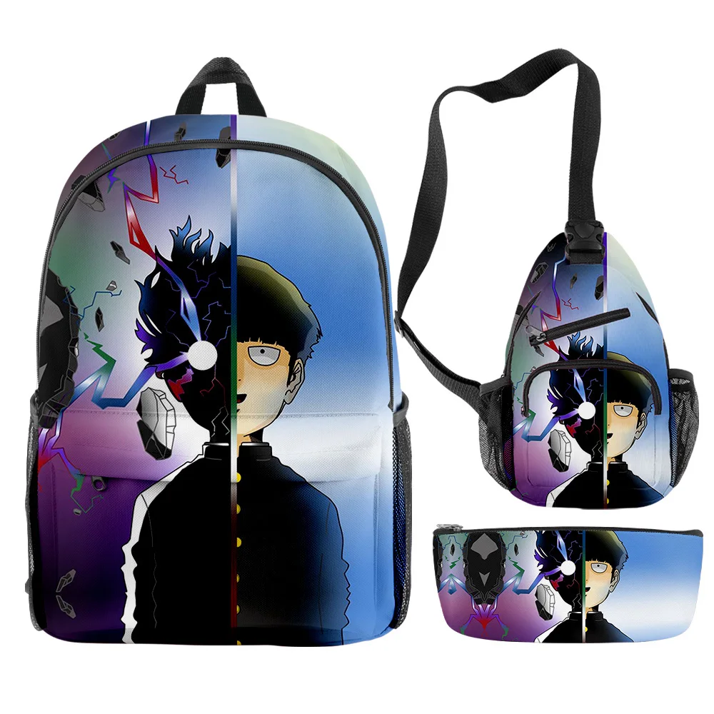 

Popular Youthful Mob Psycho 100 III 3pcs/Set Backpack 3D Print Bookbag Laptop Daypack Backpacks Chest Bags Pencil Case