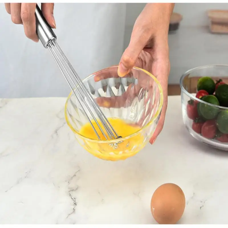 Food Grade Egg Whisk 12-inch Stainless Steel Egg Whisk with Anti-slip Rubber  Handle Handheld Mixer for Baking Cooking Essential - AliExpress