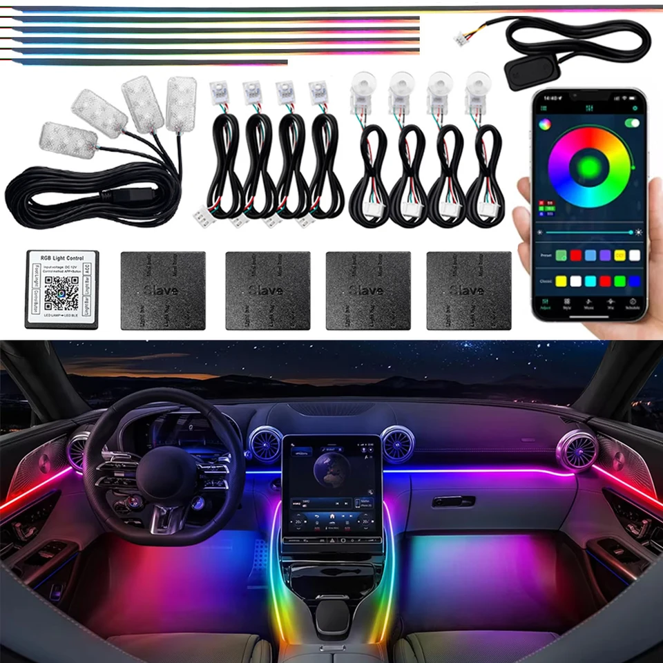 18in1 256 Colors RGB Symphony Car Ambient Light Interior Acrylic