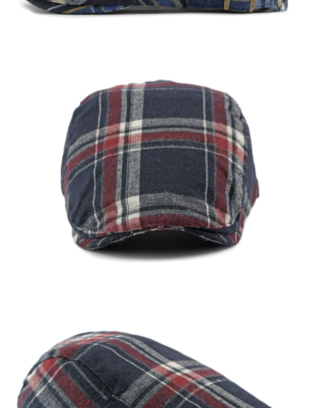 HT4358 Baskenmützen Frühling Sommer Sonnenhut Retro Künstler Maler Karierte Baskenmütze Herren Damen Ivy Flatcap Unisex Verstellbare Baskenmütze – Detail 9