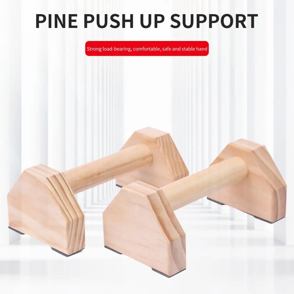 Push-up Bar Compact Parallettes Bar Pine Wood Clear Texture Great Impact Resistant Push Up Stands