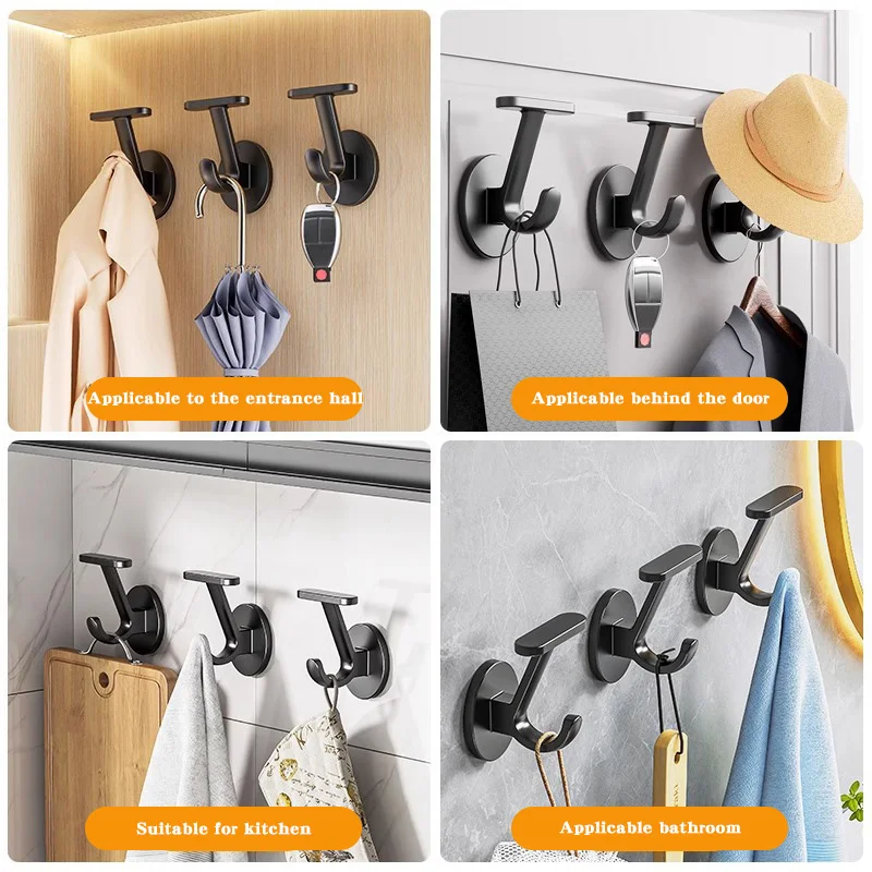 Nail Free Installation Wall Hooks Back Door Towel Key Robe Holder Hat Coat Hanger for Kitchen Bathroom Accessories