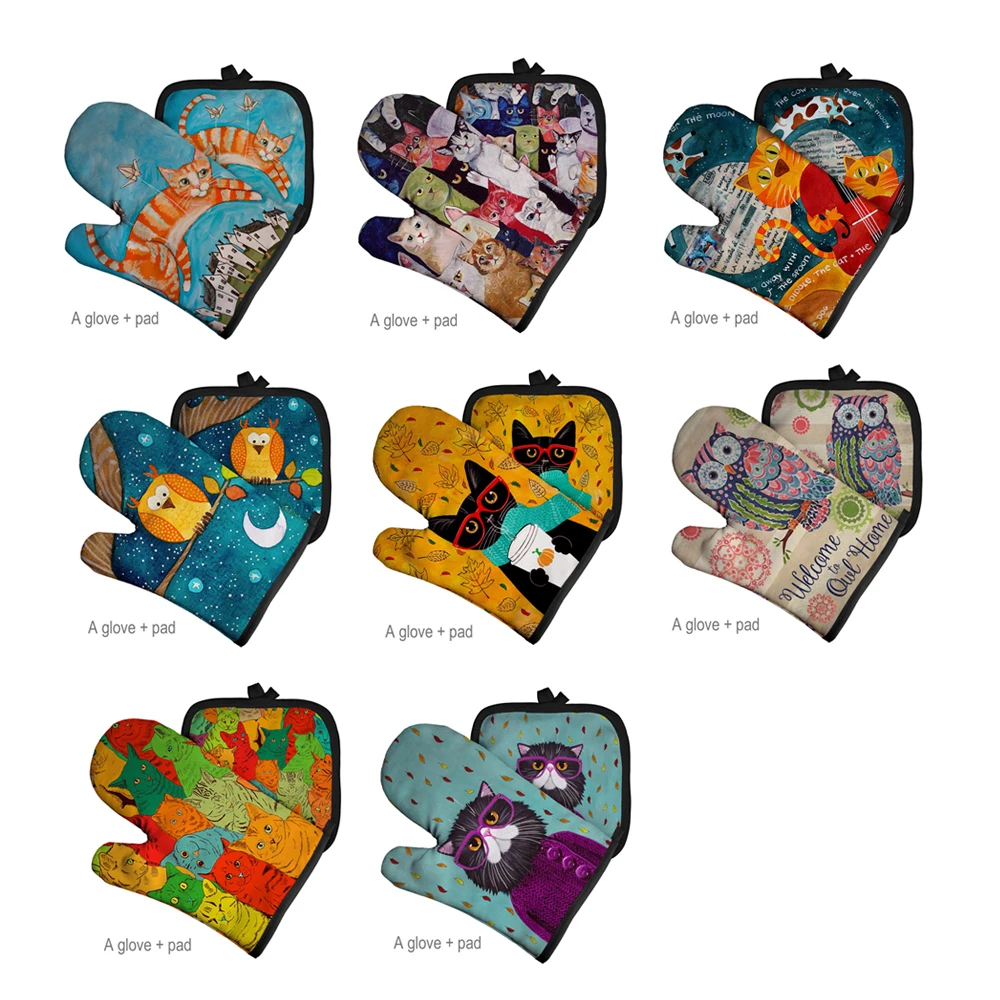 Mickey Mouse Potholders Oven Mitts Microwave Baking Gloves Insulation Gloves Mat Polyester Kitchen for Cooking