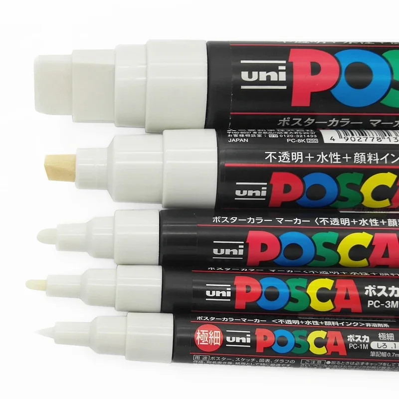 Uni Posca Paint Marker Set PC-1M/3M/5M POP Poster Water-Based Acrylic Art  Painting Pens Pigment Ink Original Vinyl Pen Case