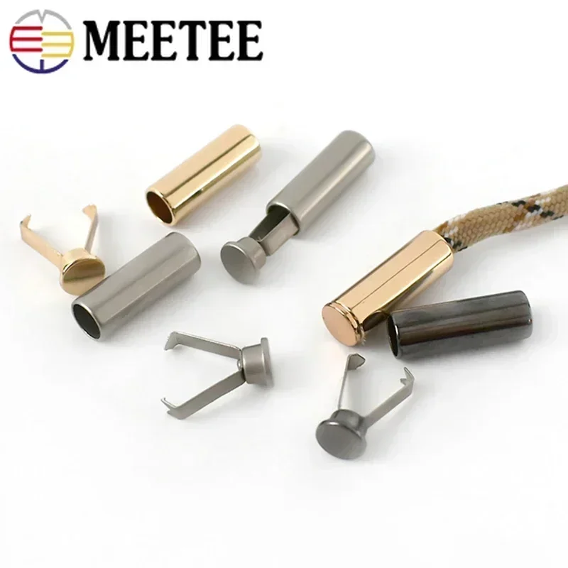50pcs Meetee Metal Rope Ends Stopper Button Cord End Lock Cap Hanging Bell Buckle DIY Bag Shoes Garment Lanyard Accessories