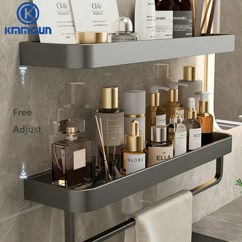 Bathroom Shelf Shampoo Holder Kitchen Storage Rack Bathroom Hardware Space Aluminum Shower Room Accessory Grey Color storage rack bathroom shelf shower shelf bathroom storage shelf storage shelf bathroom accessories shower rack bathroom corner shelf shampoo rack floating shelves