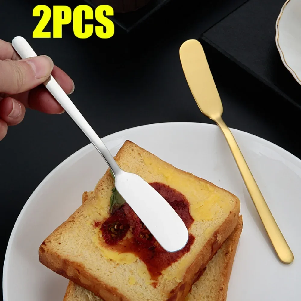 Long Handle Butter Knife Stainless Steel Cheese Dessert Knife Cream Wipe Bread Jam Tools Multipurpose Kitchen Gadget 2/1PCS