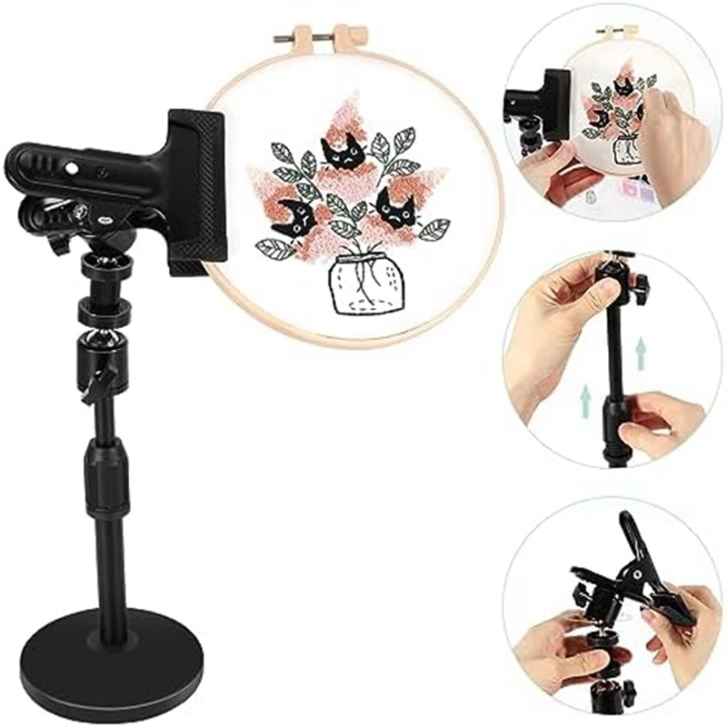 1 Piece Embroidery Hoop Holder Metal Rotating Adjustable Embroidery Holder Hoop For Projects