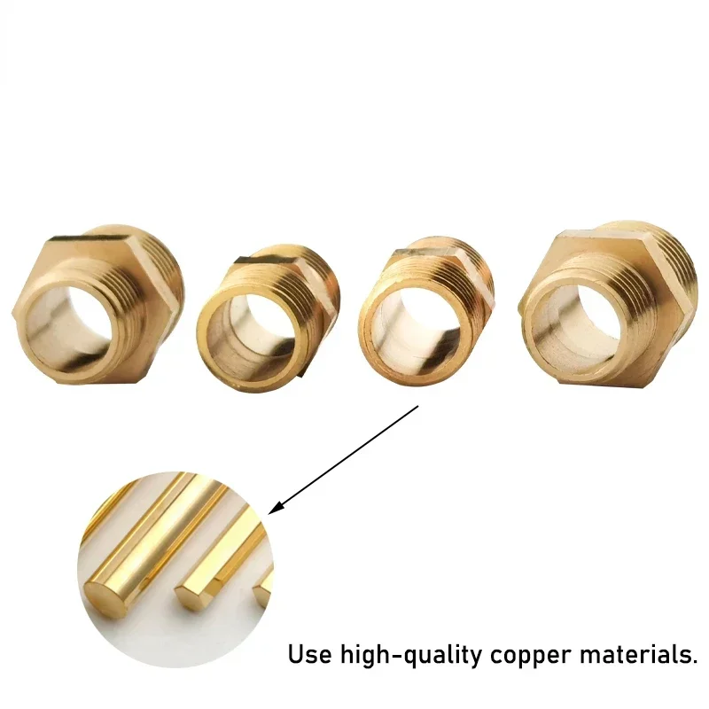 Brass Pipe Hex Nipple Fitting Quick Coupler Adapter 1/8 1/4 3/8 1/2 3/4 1 Male to Male Thread Thickened Barb Grease Quick Plug