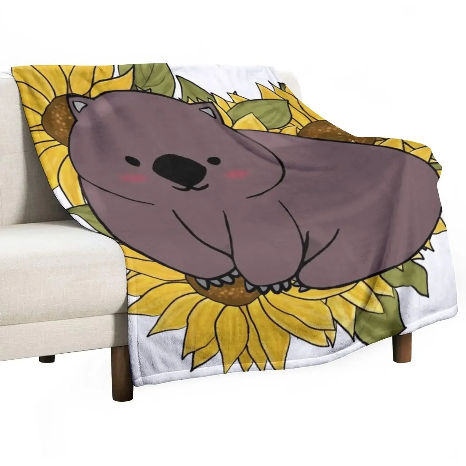 

Sunflower Wombat Throw Blanket Luxury Throw Soft Plaid Thermal Blankets