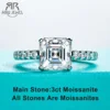 AnuJewel 3ct Asscher Cut Moissanite Engagement Ring For Women 925 Sterling Silver D Color Lab Diamond Wedding Rings Jewelry 1