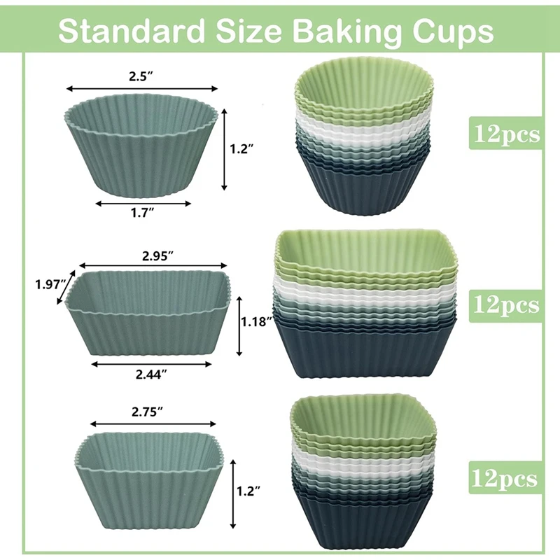 Reusable Cupcake Liners 36 Pcs Silicone Lunch Box Dividers, Non-stick  Food-grade Silicone Muffin Cu