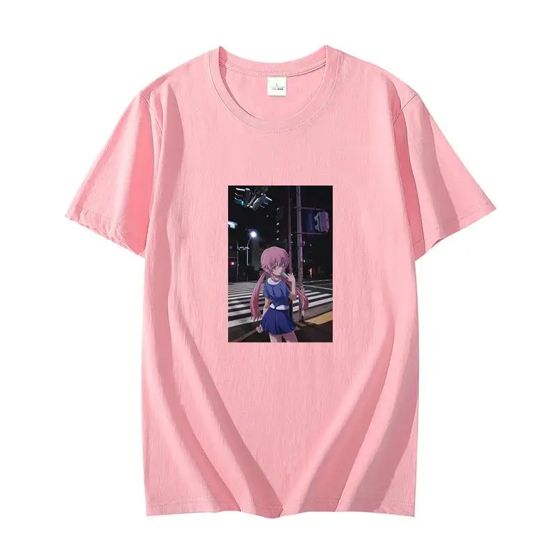 

Men's T-shirt Boy Mirai Nikki Gasai Yuno Future Diary Funny Anime Harajuku graphic t shirts cotton T-shirt Summer Men's clothing