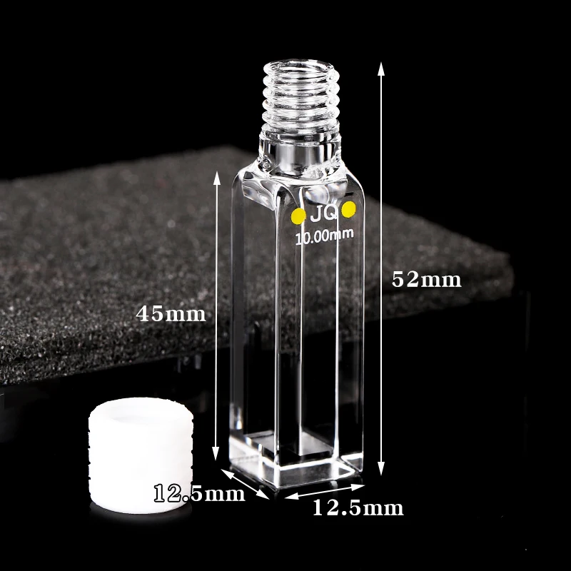나사 캡이 있는 쿼츠 큐벳 셀 (10mm), 4 방향 조명, 1.75ml, 슬릿 5mm