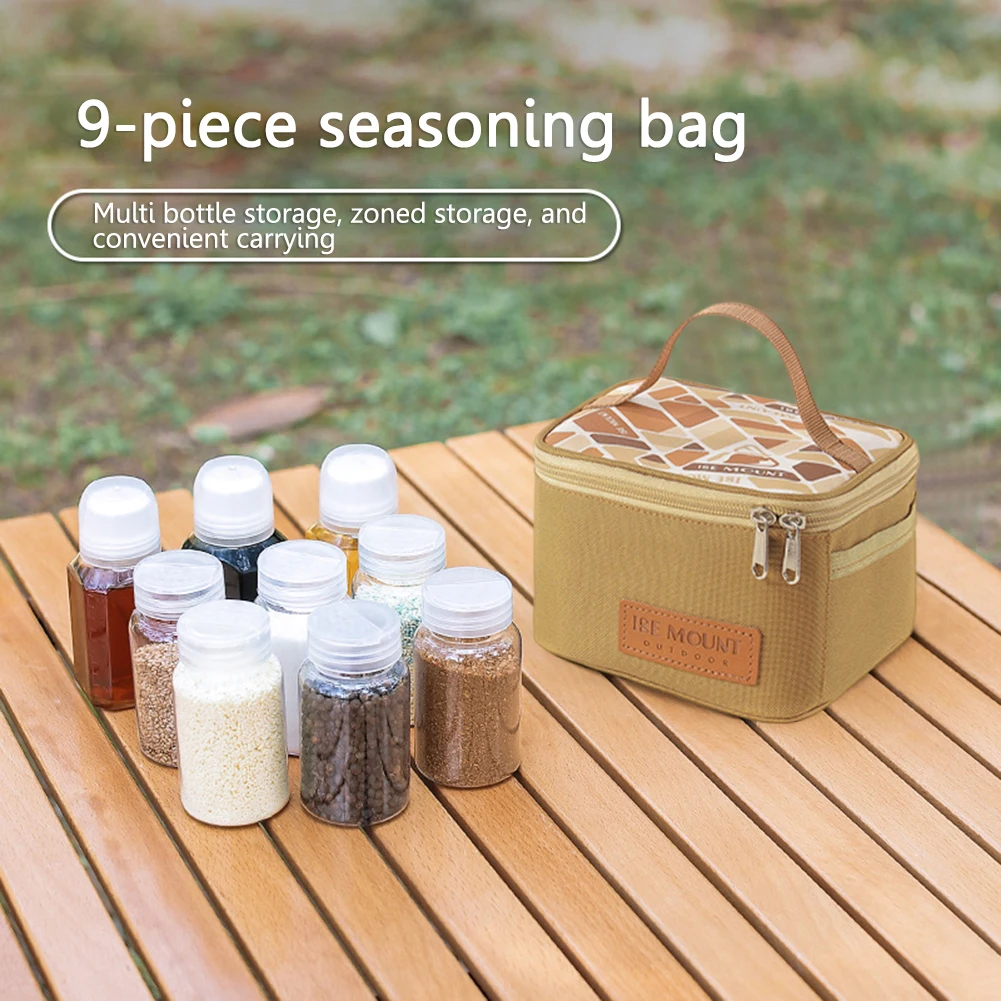 Storage Bag Camping Storage Bag Spice Container Seasoning Bottle Set Storage Bag Large Capacity Camping Seasoning Dispenser Set Condiment Jars Organizer for Picnic Camping BBQ