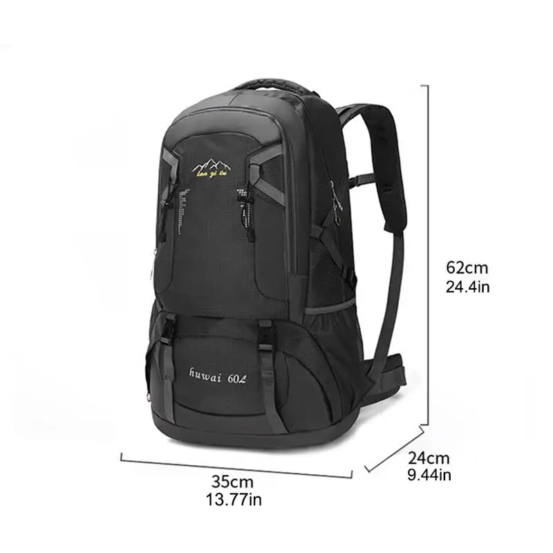 Sac à dos de voyage en plein air étanche pour homme et femme, sac à dos de camping, sac de trekking, sac à dos d'escalade, sac à dos de randonnée, sac à dos de pêche, sac à dos de cyclisme, 60L