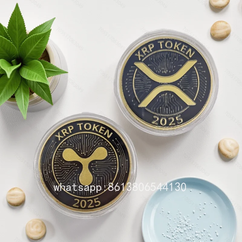 Gold Plated XRP Ripple Commemorative Coin - Premium Crypto Collectible Ornament