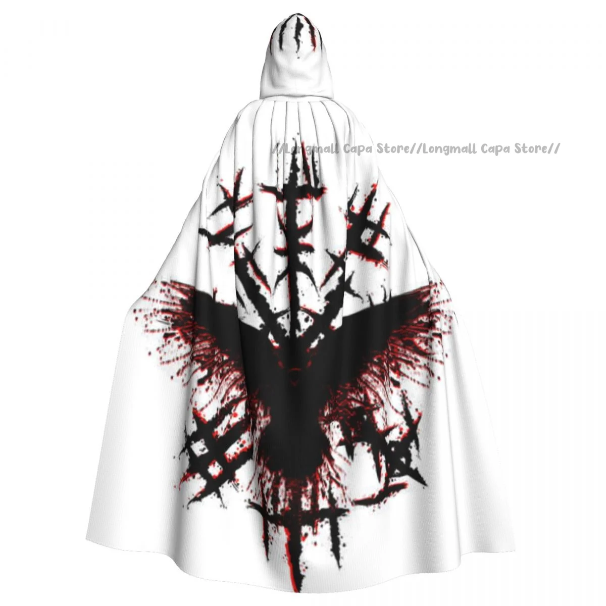 Norse Raven Symbol Cappotto Mantello Con Cappuccio Halloween Costume Cosplay Vampire Devil Wizard Cape Gown Party
