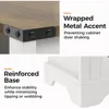 Nightstand Set of 2, White End Table with Charging Station, Tall Farmhouse Bedside Table with Large Storage and Shelf 6