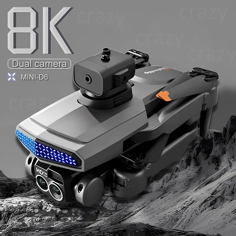 

New D6 Mini Drone Obstacle Avoidance Foldable Quadcopter 4K 8K Profesional HD Dual Camara RC Dron Kids Toys Birthday Gift