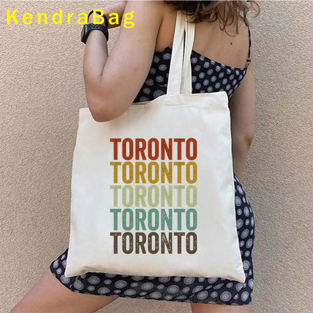Canadian Tourist Gift Montreal Vancouver Toronto City Landscape Quebec Skyline Canvas Totes Bag Cotton Handbags