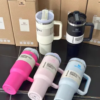 Stanley 텀블러 플로우 스테이트 빨대 뚜껑, 스테인레스 스틸, 진공 단열, 자동차 머그잔, 이중 벽 열 아이스 여행 컵, 30oz, 40oz