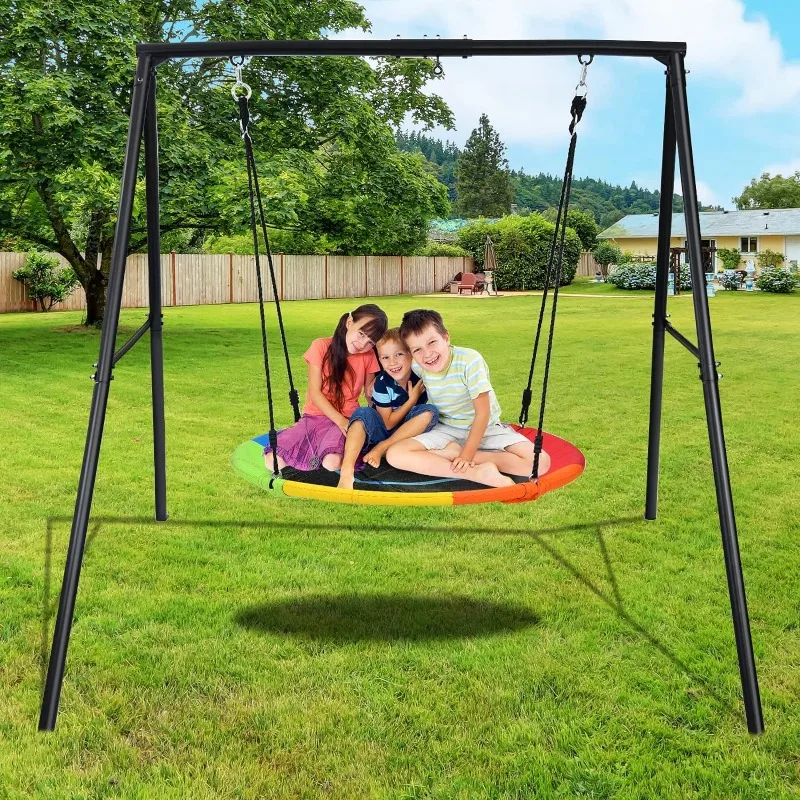 

Hammock Chair with Stand 440 lb. Swing Set with 40-Inch Disc Swing and Heavy-Duty A-Frame Metal Swing Stand (Multi-Color)