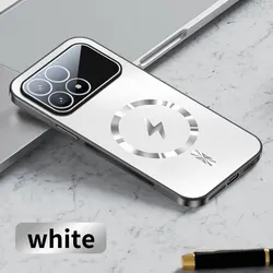 Magnetic Camera Lens Protection Case with Magsafe Compatibility & Matte Frosted Back Cover for Poco F8 Pro (White)