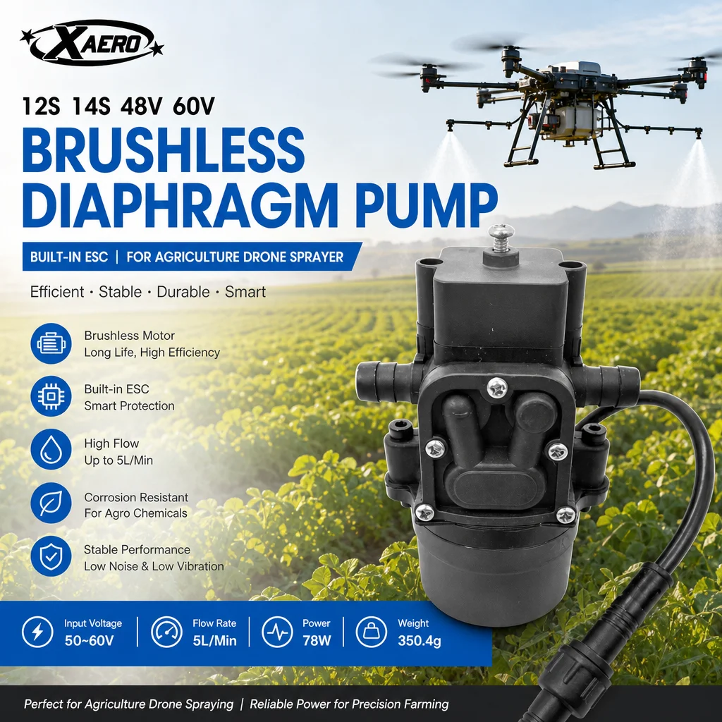XAERO 12S 14S 48V 60V Bürstenlose Membranpumpe mit integriertem ESC für landwirtschaftliche Drohnen-Sprühgeräte