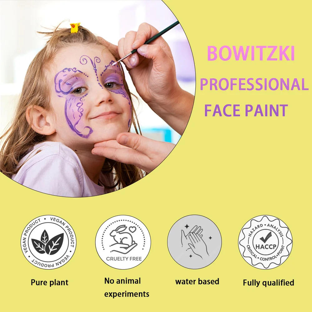 Bowitzki Professional Face Paint Kit For Kids Adults Facial Paint Set One Stroke Split Cake Palette Body Paint Hypoallergenicity 3