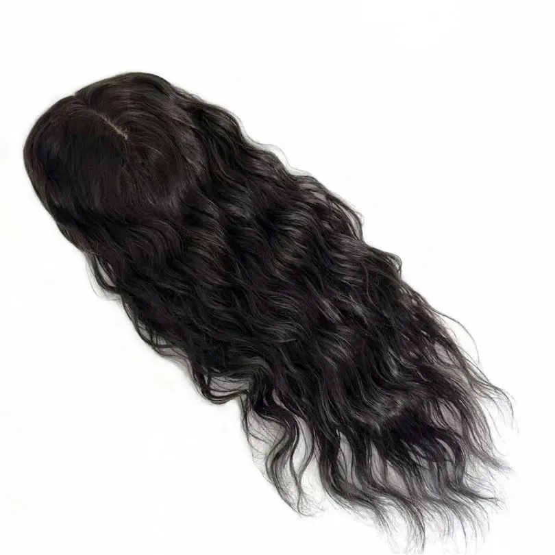 Injected Silk Skin Base Human Hair Women Topper Loose Wave Virgin European Hair Toupee Clips In Hairpiece 6x6 inch hair toppers