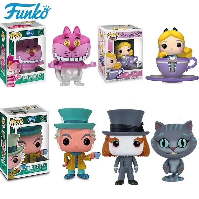 Figura de vinilo Funko POP MAD Hatter 36# 181# ALICE en la fiesta del té de los locos 54# Gato de Cheshire 35# Chessur 183# Colección de juguetes modelo