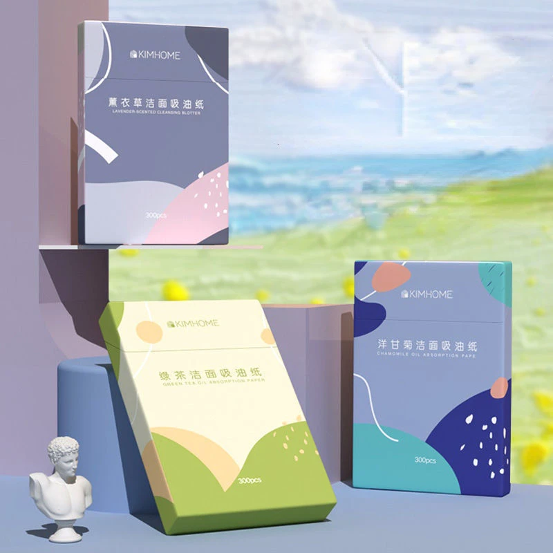 300 시트/로트 페이셜 오일 블로팅 시트 메이크업 페이퍼 여성용 흡수성 페이스 컨트롤 페이퍼 오일 클렌징 화장품 도구 퍼플
